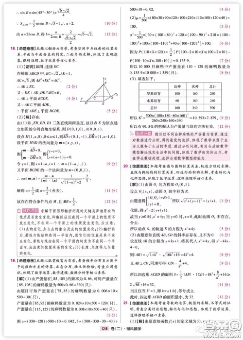 2020年普通高等学校招生全国统一考试信息卷二理科数学试题及答案