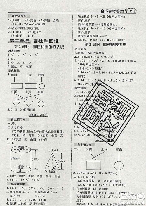 2020春特高级教师点拨六年级数学下册苏教版答案