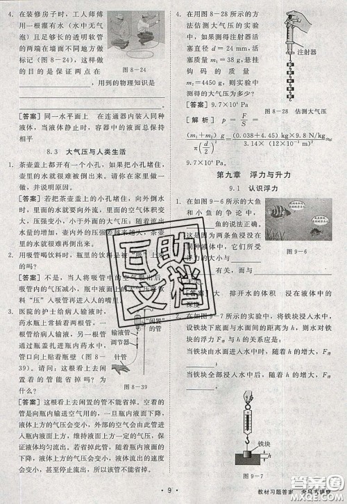 2020春全品大讲堂初中物理八年级下册新课标HY沪粤版参考答案 2020春全品大讲堂初中物理八年级下册新课标HY沪粤版参考答案