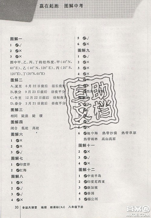 2020春全品大讲堂初中地理八年级下册新课标XJ湘教版参考答案 2020春全品大讲堂初中地理八年级下册新课标XJ湘教版参考答案