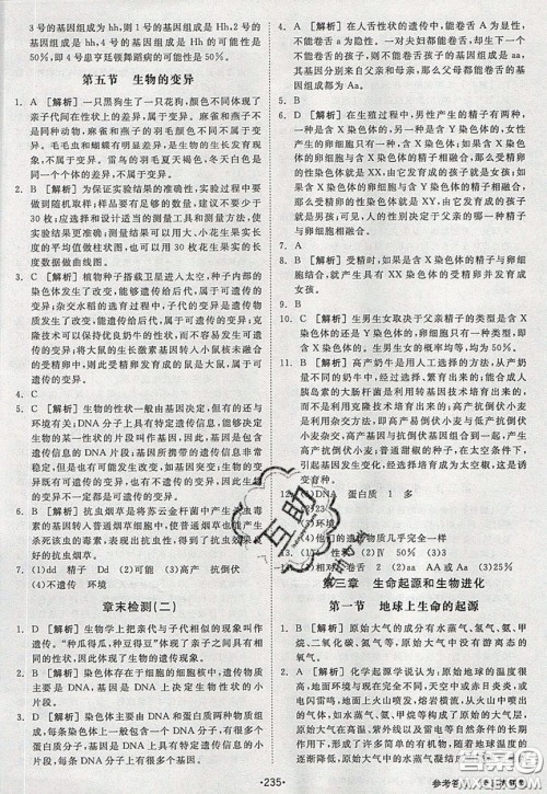 2020春全品大讲堂初中生物八年级下册新课标RJ人教版参考答案