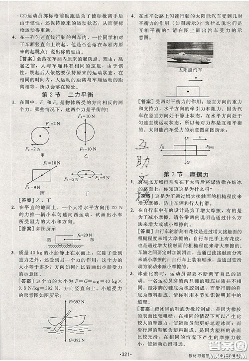 2020春全品大讲堂初中物理八年级下册新课标RJ人教版参考答案