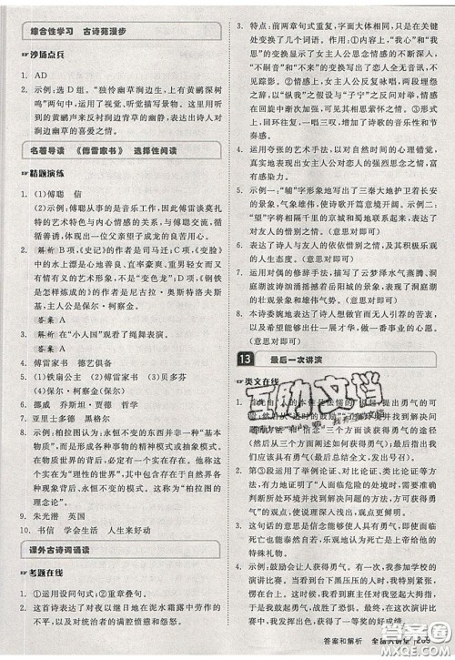 2020春全品大讲堂初中语文八年级下册新课标RJ人教版参考答案 2020春全品大讲堂初中语文八年级下册新课标RJ人教版参考答案