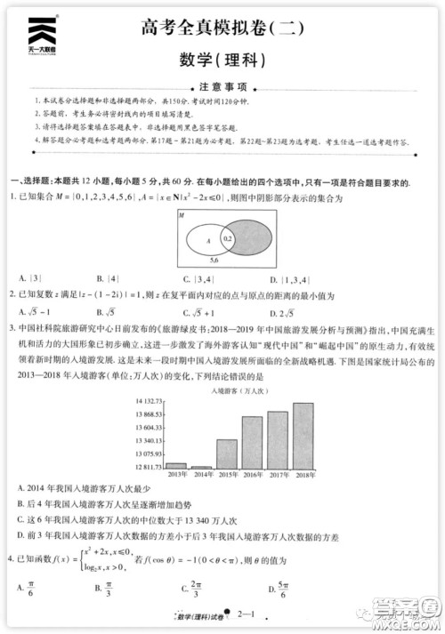 天一大联考2020高考全真模拟卷二理科数学试题及答案