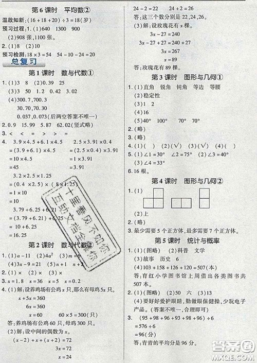 2020春特高级教师点拨四年级数学下册北师版答案