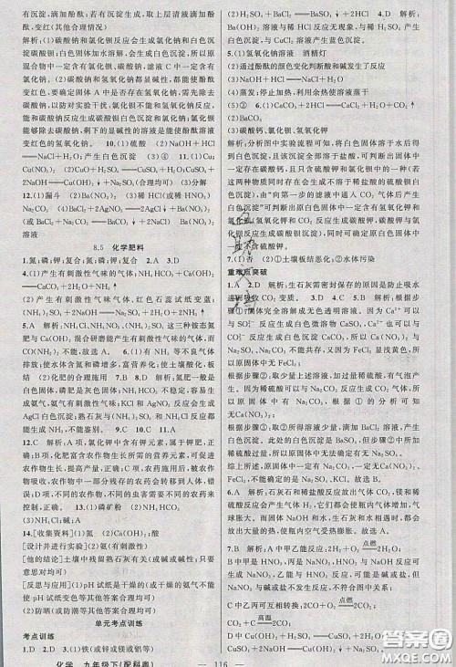 2020原创新课堂九年级化学下册科粤版答案