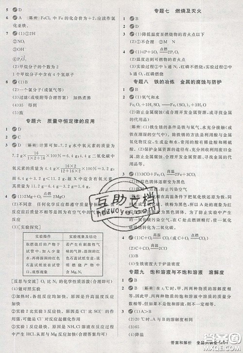 2020春全品大讲堂初中化学九年级下册新课标KY科粤版参考答案 2020春全品大讲堂初中化学九年级下册新课标KY科粤版参考答案