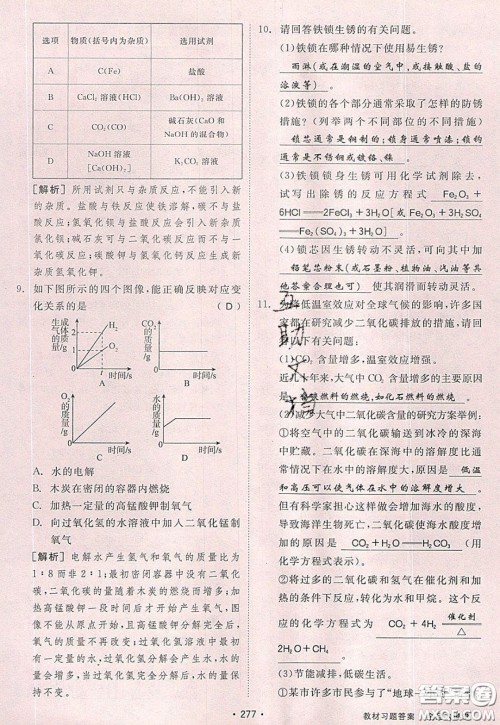 2020春全品大讲堂初中化学九年级下册新课标KY科粤版参考答案