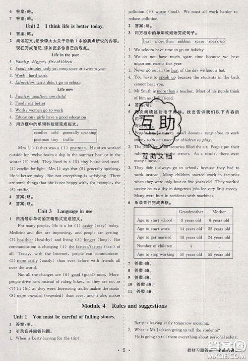 2020春全品大讲堂初中英语九年级下册新课标WY外研版参考答案