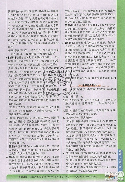 世纪金榜2020新版金榜大讲堂九年级下册语文RJ部编人教版参考答案