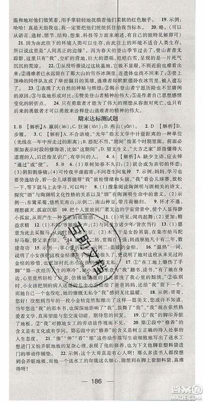 阳光出版社2020精英新课堂七年级语文下册人教版答案