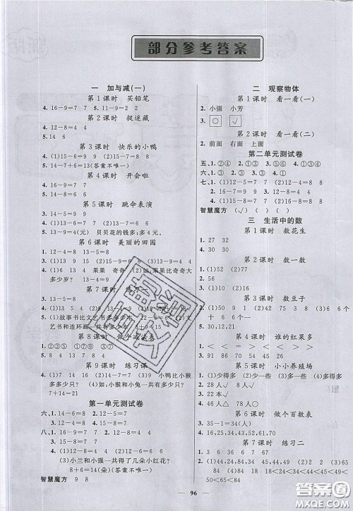 2020年智慧树同步讲练测数学一年级下册北师大版参考答案