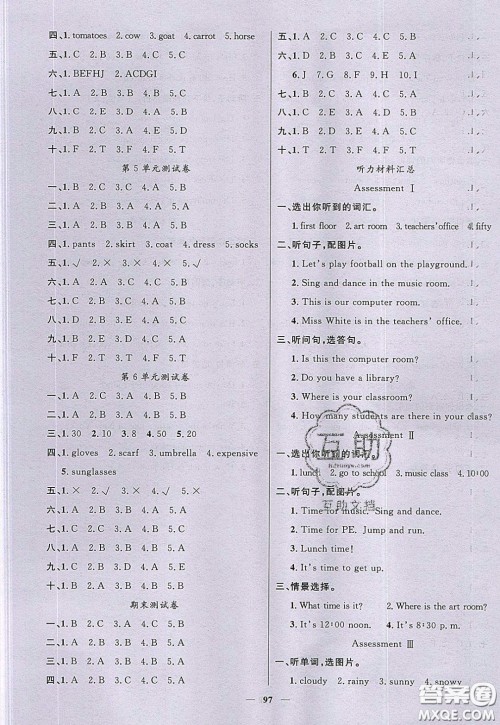 2020年智慧树同步讲练测英语四年级下册PEP人教版参考答案