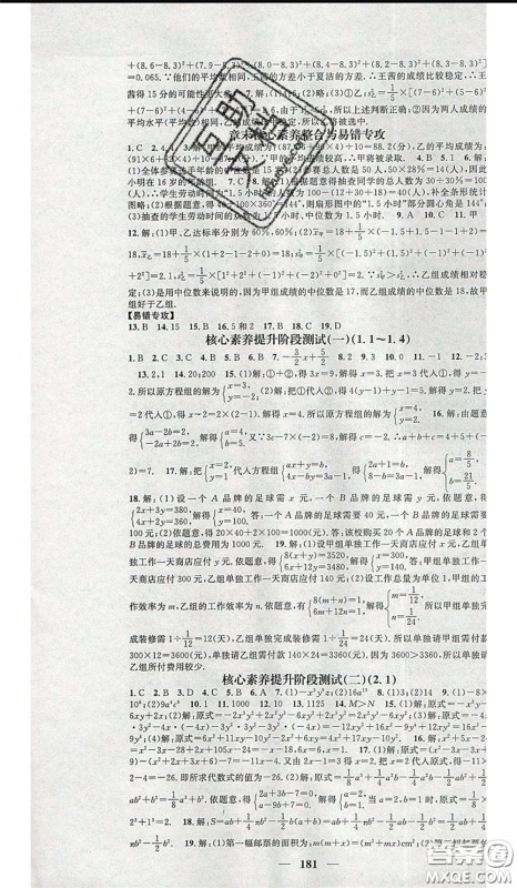 2020年智慧学堂核心素养提升法七年级下册数学湘教版参考答案