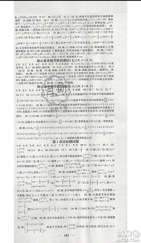 2020年智慧学堂核心素养提升法七年级下册数学湘教版参考答案