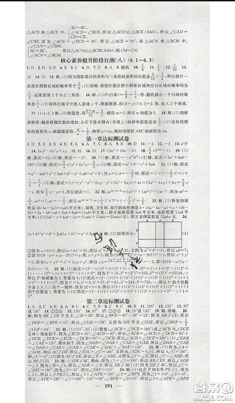 2020年智慧学堂核心素养提升法七年级下册数学北师大版参考答案