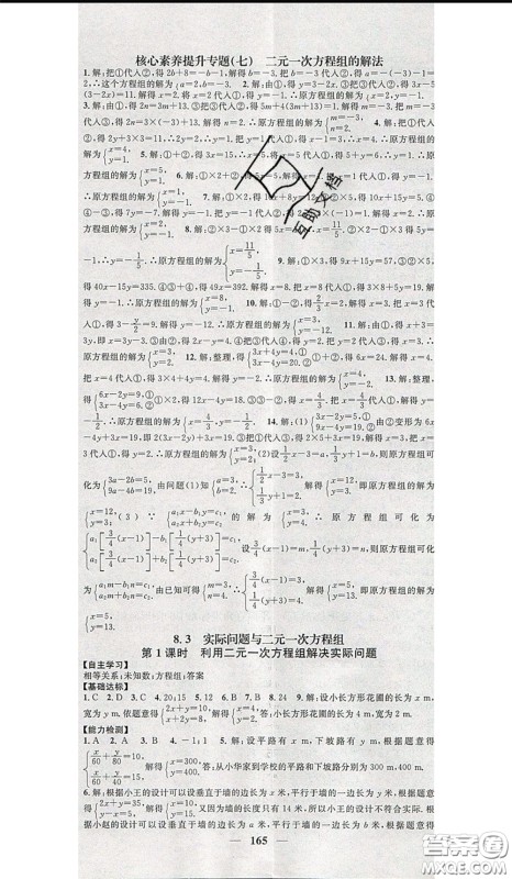2020年智慧学堂核心素养提升法七年级下册数学人教版参考答案 2020年智慧学堂核心素养提升法七年级下册数学人教版参考答案