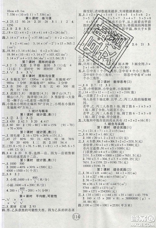 新疆文化出版社2020春畅优新课堂六年级数学下册人教版答案