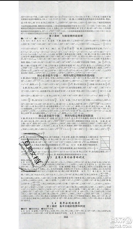 2020年智慧学堂核心素养提升法八年级下册数学湘教版参考答案