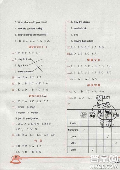 2020新版北京版黄冈小状元作业本三年级英语下册答案 2020新版北京版黄冈小状元作业本三年级英语下册答案