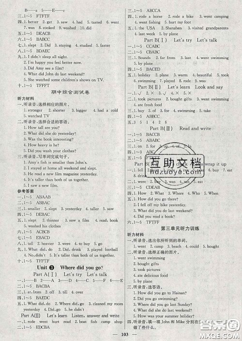 沈阳出版社2020新版梯田文化课堂内外六年级英语下册人教版答案