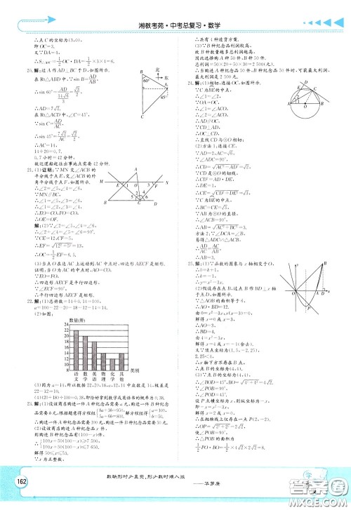 湖南教育出版社2020年湘教考苑中考总复习数学参考答案