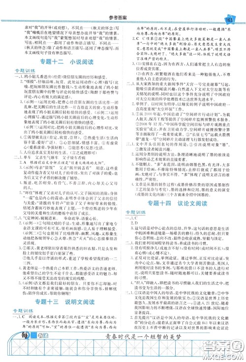 湖南教育出版社2020年湘教考苑中考总复习语文参考答案 湖南教育出版社2020年湘教考苑中考总复习语文参考答案