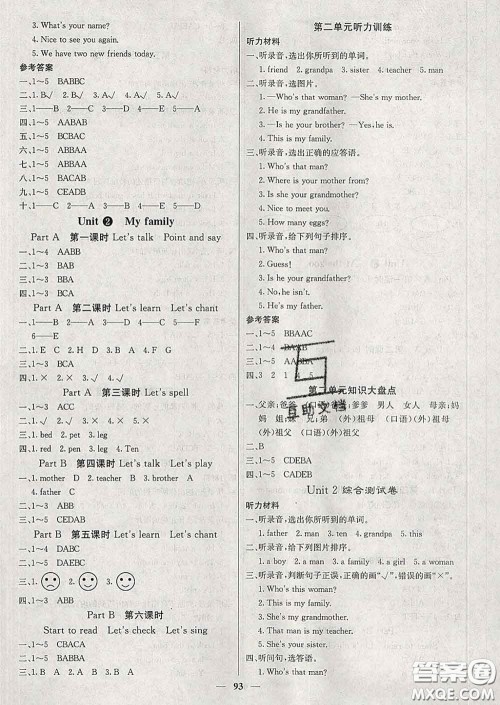 沈阳出版社2020新版梯田文化课堂内外三年级英语下册人教版答案