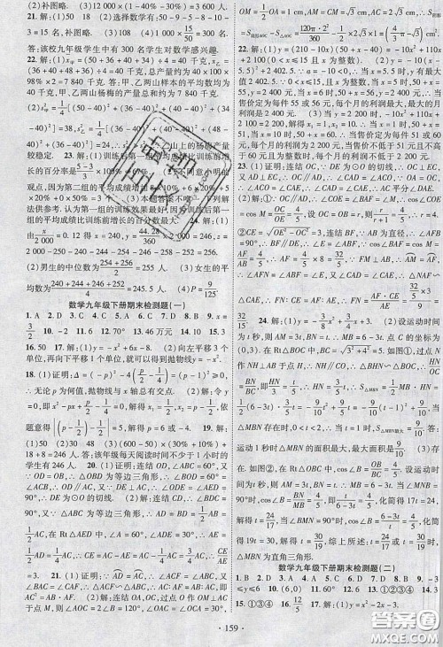 宁夏人民教育出版社2020畅优新课堂九年级数学下册华师大版答案