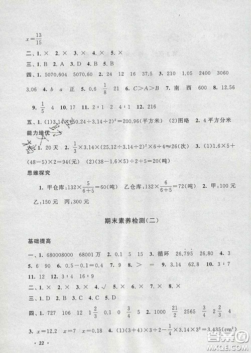 2020春走进重点初中拓展与培优六年级数学下册人教版答案 2020春走进重点初中拓展与培优六年级数学下册人教版答案