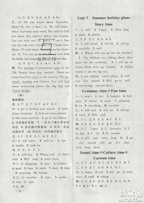 2020春走进重点初中拓展与培优六年级英语下册译林牛津版答案