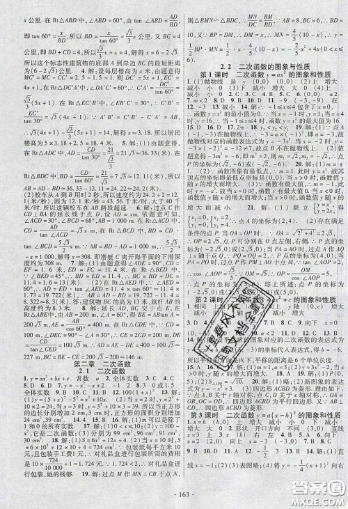 2020畅优新课堂九年级数学下册北师大版答案