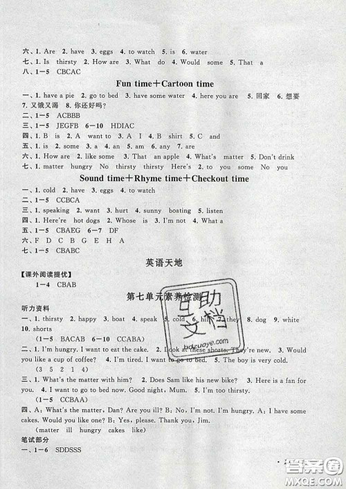 2020春走进重点初中拓展与培优四年级英语下册译林牛津版答案