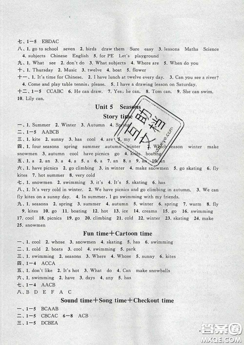 2020春走进重点初中拓展与培优四年级英语下册译林牛津版答案