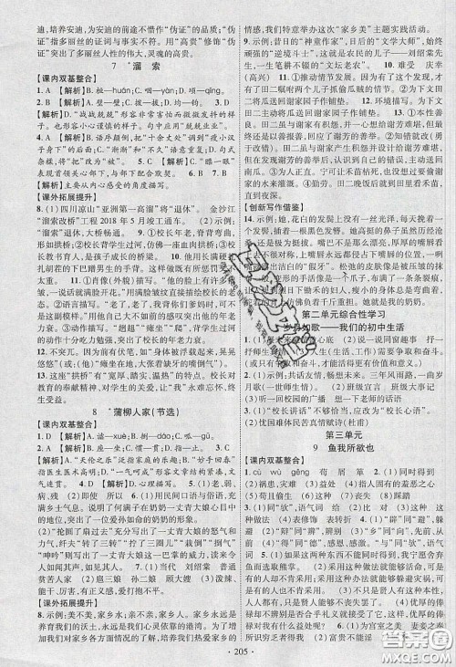 宁夏人民教育出版社2020畅优新课堂九年级语文下册人教版答案
