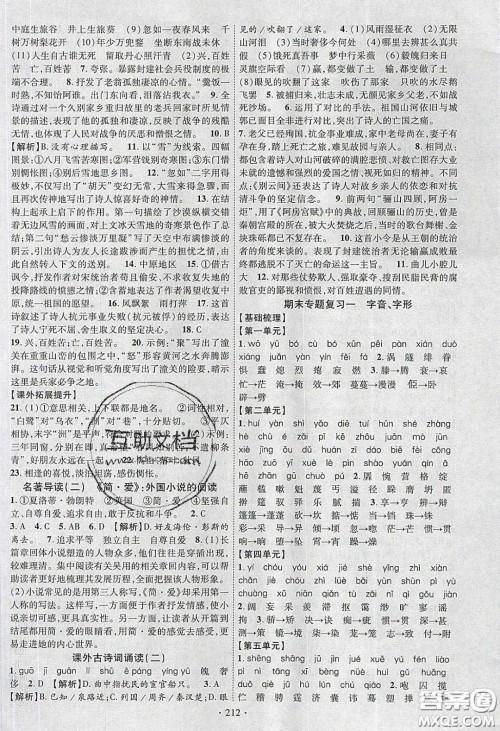 宁夏人民教育出版社2020畅优新课堂九年级语文下册人教版答案