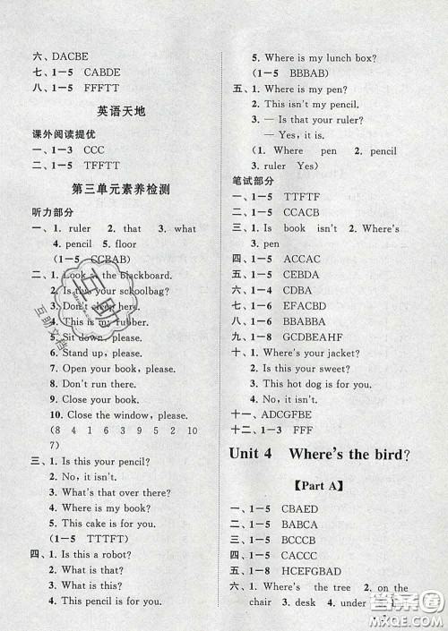 2020春走进重点初中拓展与培优三年级英语下册译林牛津版答案