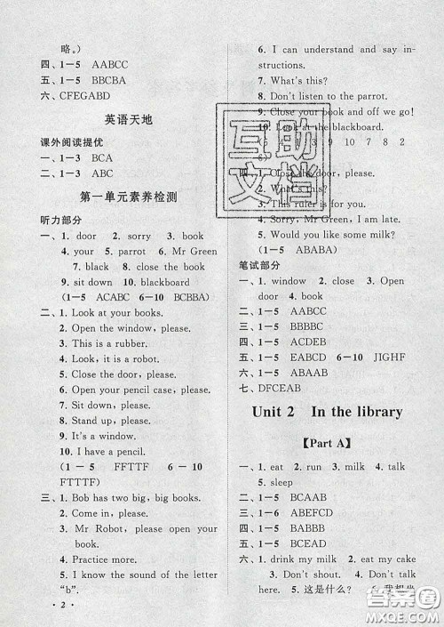 2020春走进重点初中拓展与培优三年级英语下册译林牛津版答案