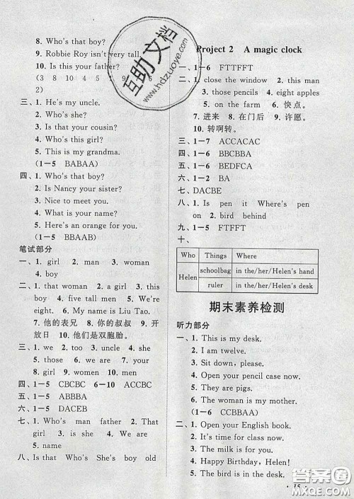 2020春走进重点初中拓展与培优三年级英语下册译林牛津版答案