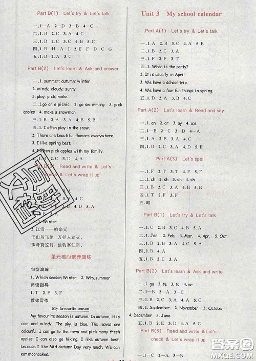 2020新版小学同步测控全优设计超人天天练五年级英语人教版答案