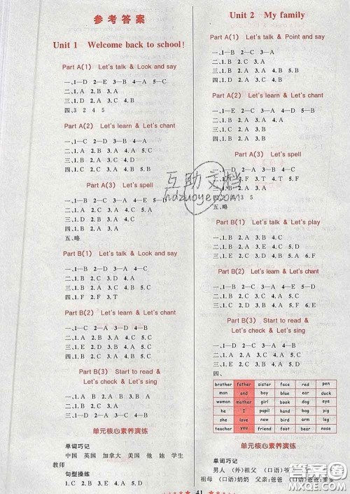 2020新版小学同步测控全优设计超人天天练三年级英语人教版答案