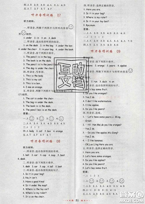 2020新版小学同步测控全优设计超人天天练三年级英语人教版答案