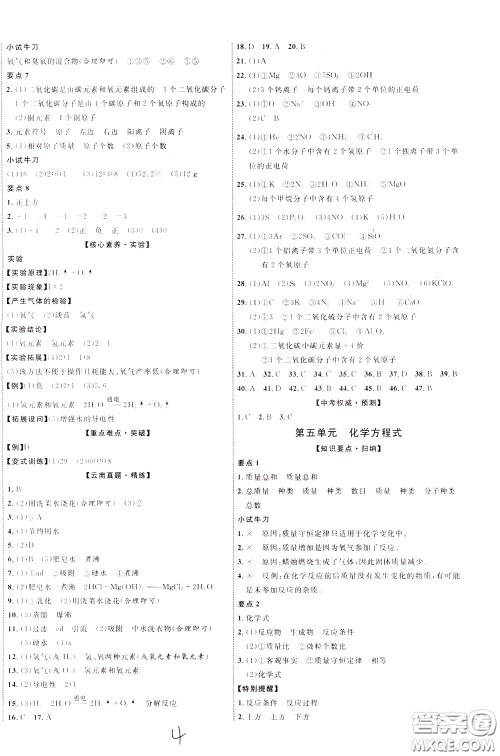 2020升级版云南中考新突破化学参考答案 2020升级版云南中考新突破化学参考答案