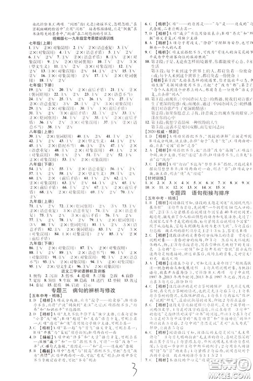 2020升级版云南中考新突破语文参考答案