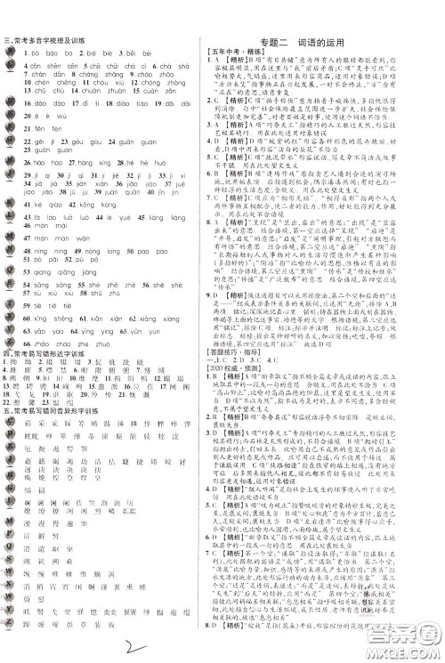 2020升级版云南中考新突破语文参考答案