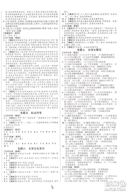 2020升级版云南中考新突破语文参考答案