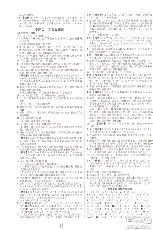 2020升级版云南中考新突破语文参考答案