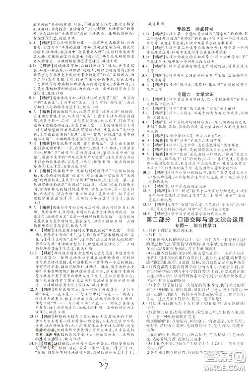 2020升级版云南中考新突破语文参考答案