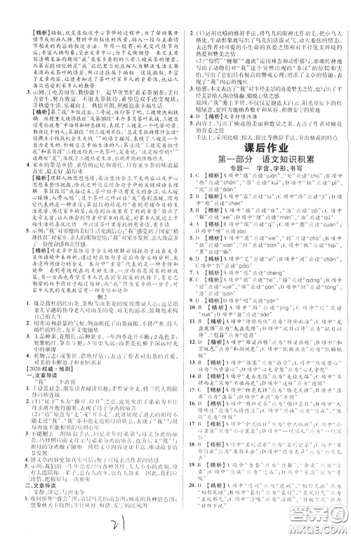 2020升级版云南中考新突破语文参考答案