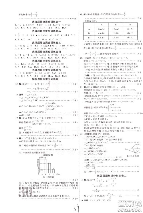 2020升级版云南中考新突破数学参考答案